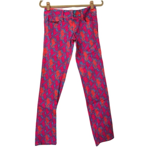 Lilly Pulitzer Sea Horse Print Worth Straight Jeans - Picture 1 of 5